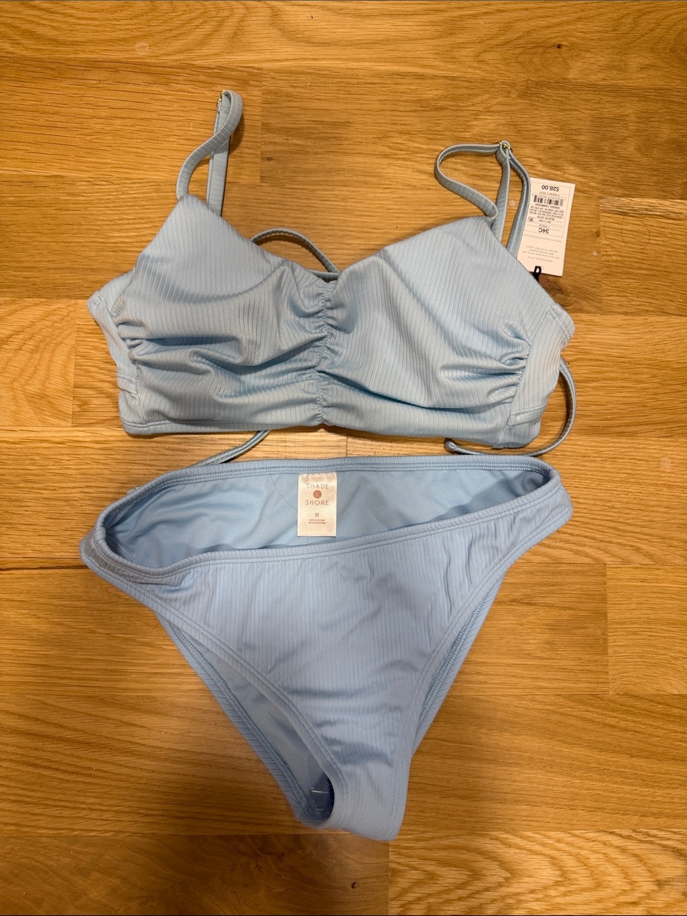 Shade & Shore Light Blue Ribbed Bikini Set